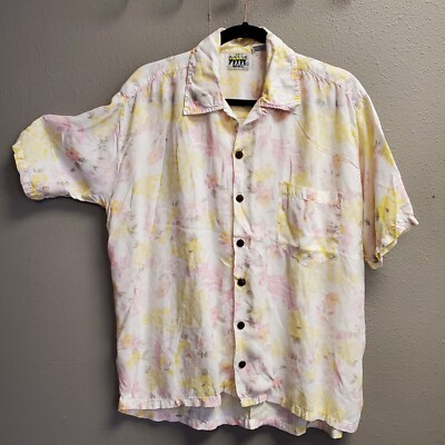 Best Original Top Women Size L Pink Yellow Pastel Floral Button Up Pocket