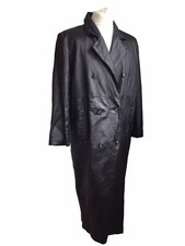 Terry Lewis Full Length Leather Coat Women's L Zip Out Liner Black