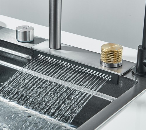 Multi Purpose Kitchen Sink Stainless Steel Single Bowl Waterfall Kitchen Faucet - Picture 6 of 14