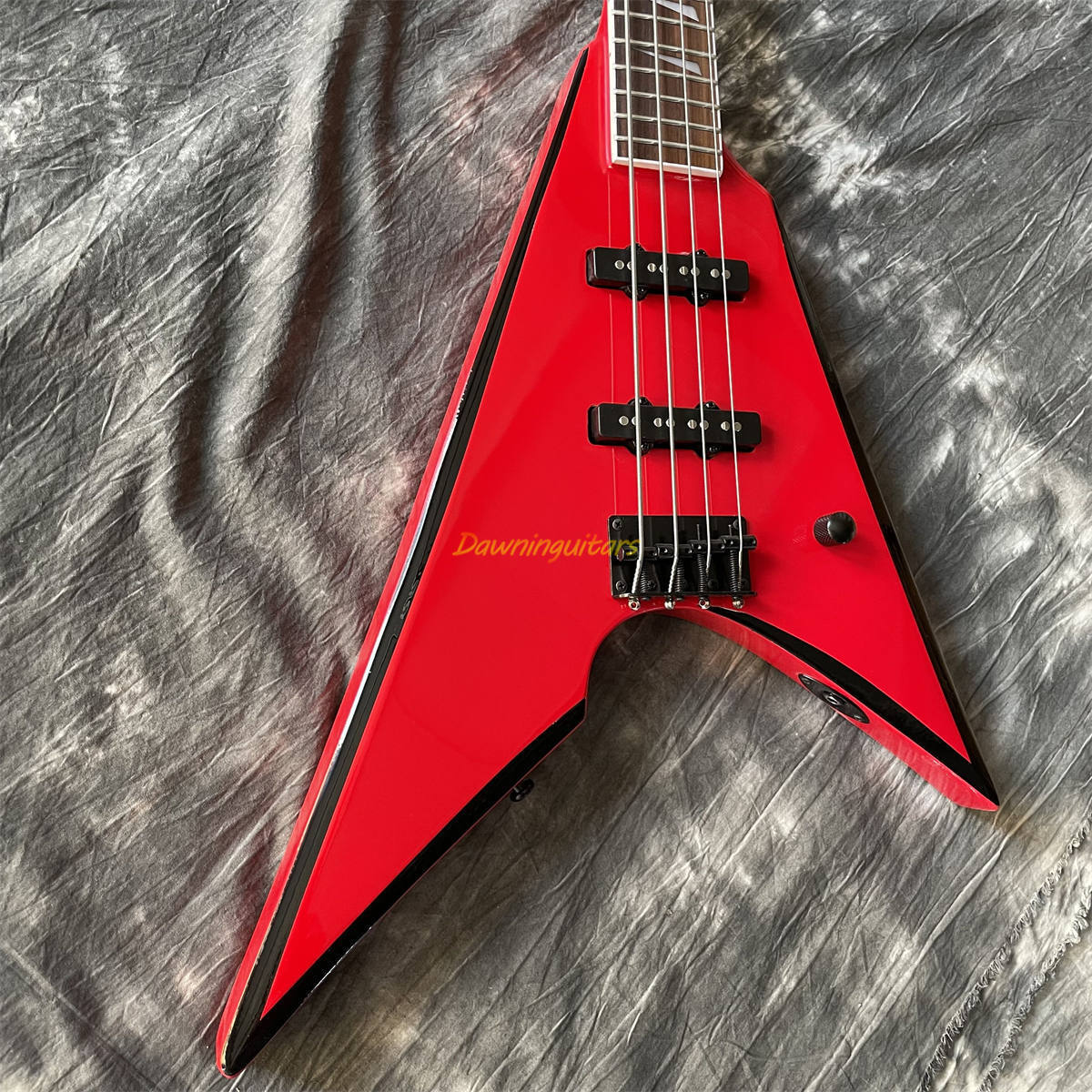 Customized 4 String Arrow V Shape Electric Bass Guitar Black Customized 4 String Arrow V Shape Electric Bass Guitar Black