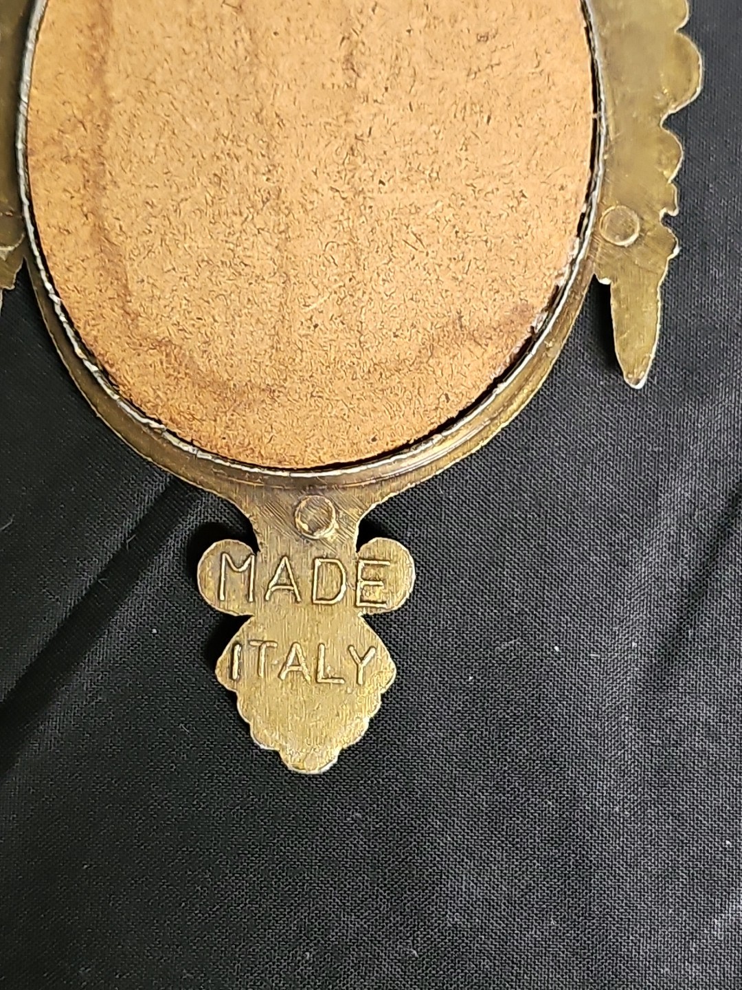 Vintage Miniature Art Print Decorative Metal Frame Italy 60s Flower Vase Brass 