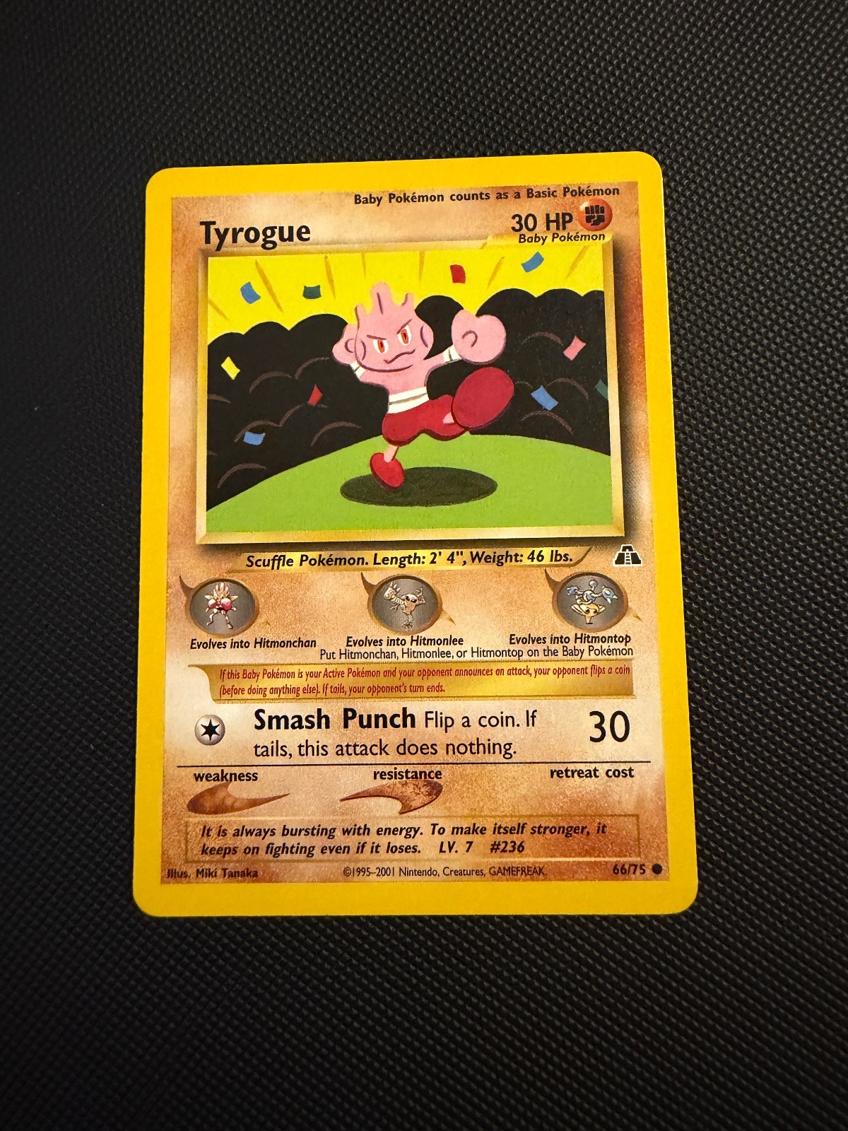 Tyrogue 66/75 Common Neo Discovery Pokemon Unlimited Moderately Played