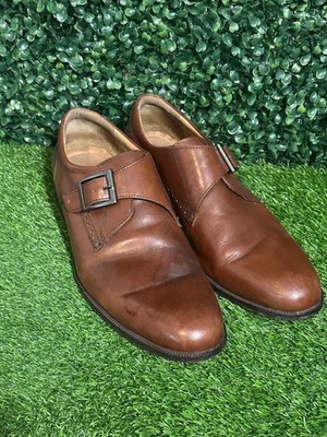 JOHNSTON & MURPHY Single Strap Men's Shoes Size 12M Brow GENUINE LEATHER 