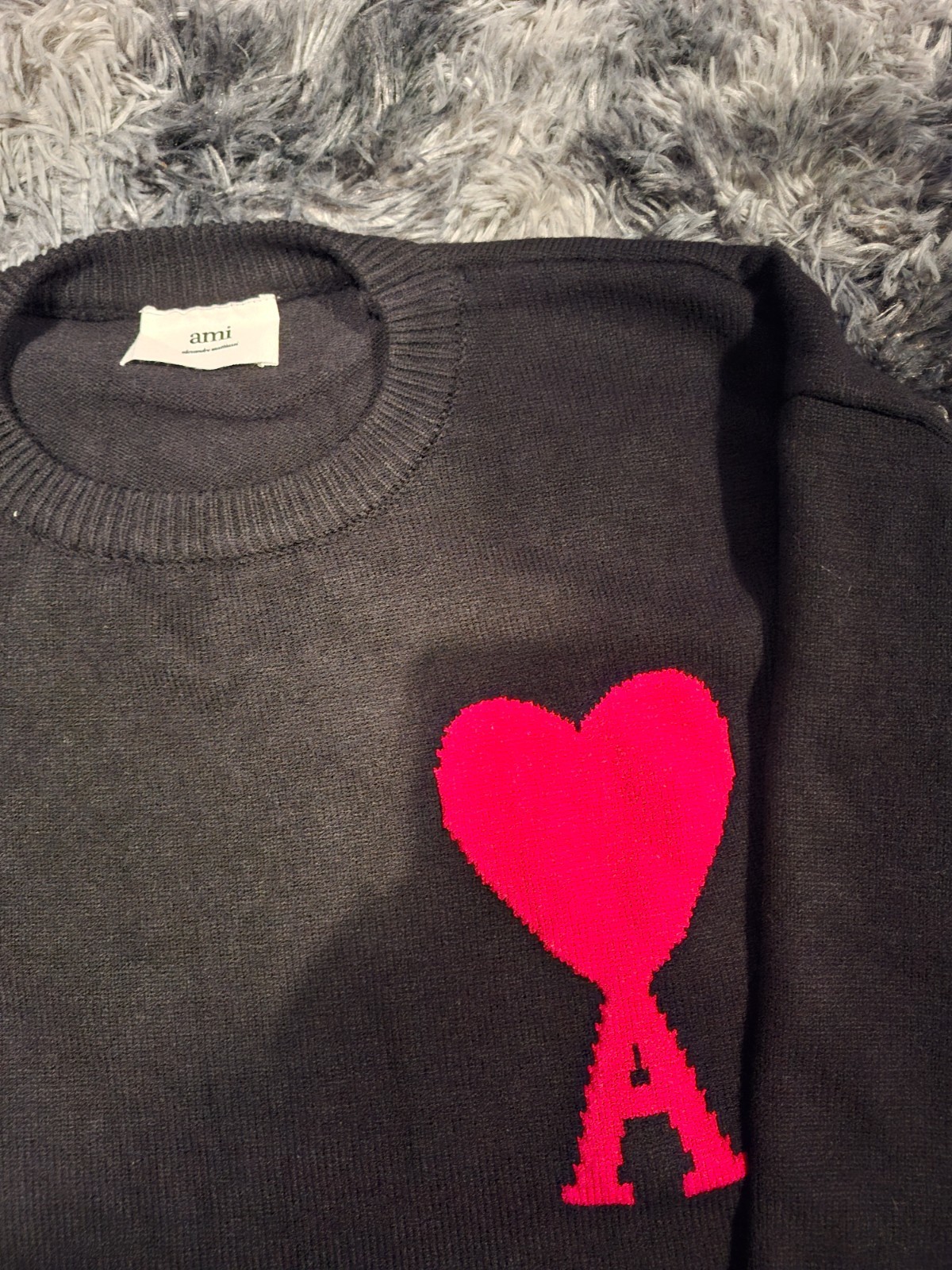Ami Paris Men's Boxy Fit Black Jumper image 3