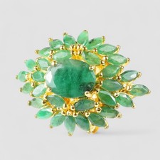 925 Sterling Silver Colombian Emerald Rings Natural Guarantee Gemstone Jewelry