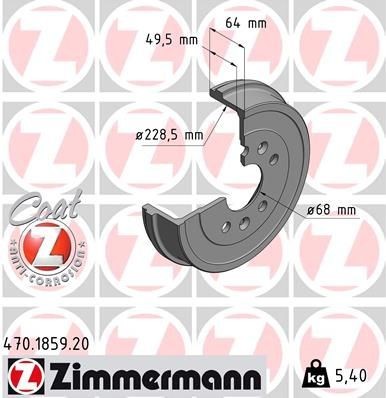 2x ZIMMERMANN 470.1859.20 Bremstrommeln Ø228mm Hinten für RENAULT Captur II