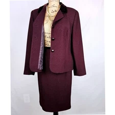 Gorgeous Travis Ayers Petites Brown Tweed Blazer Skirt Suit Set Women's 14P Y2K