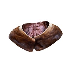 Vintage Real Mink Fur Collar Mahogany Brown Wrap Stole Scarf Hook Eye Closure