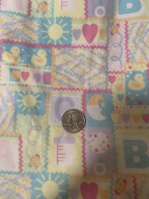 Remnant -  Vintage Pastel Baby Patchwork Cotton  Flannel Fabric -NOS 20  X 31 
