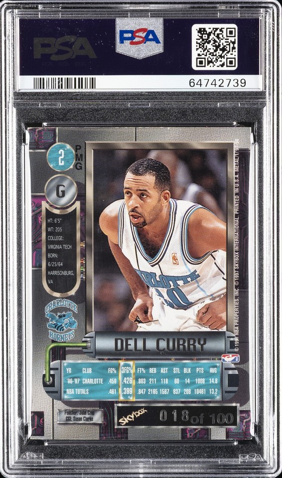 Authentic Altered 1997 METAL UNIVERSE PRECIOUS METAL GEMS DELL CURRY 18/100 PSA AUTHENTIC ...