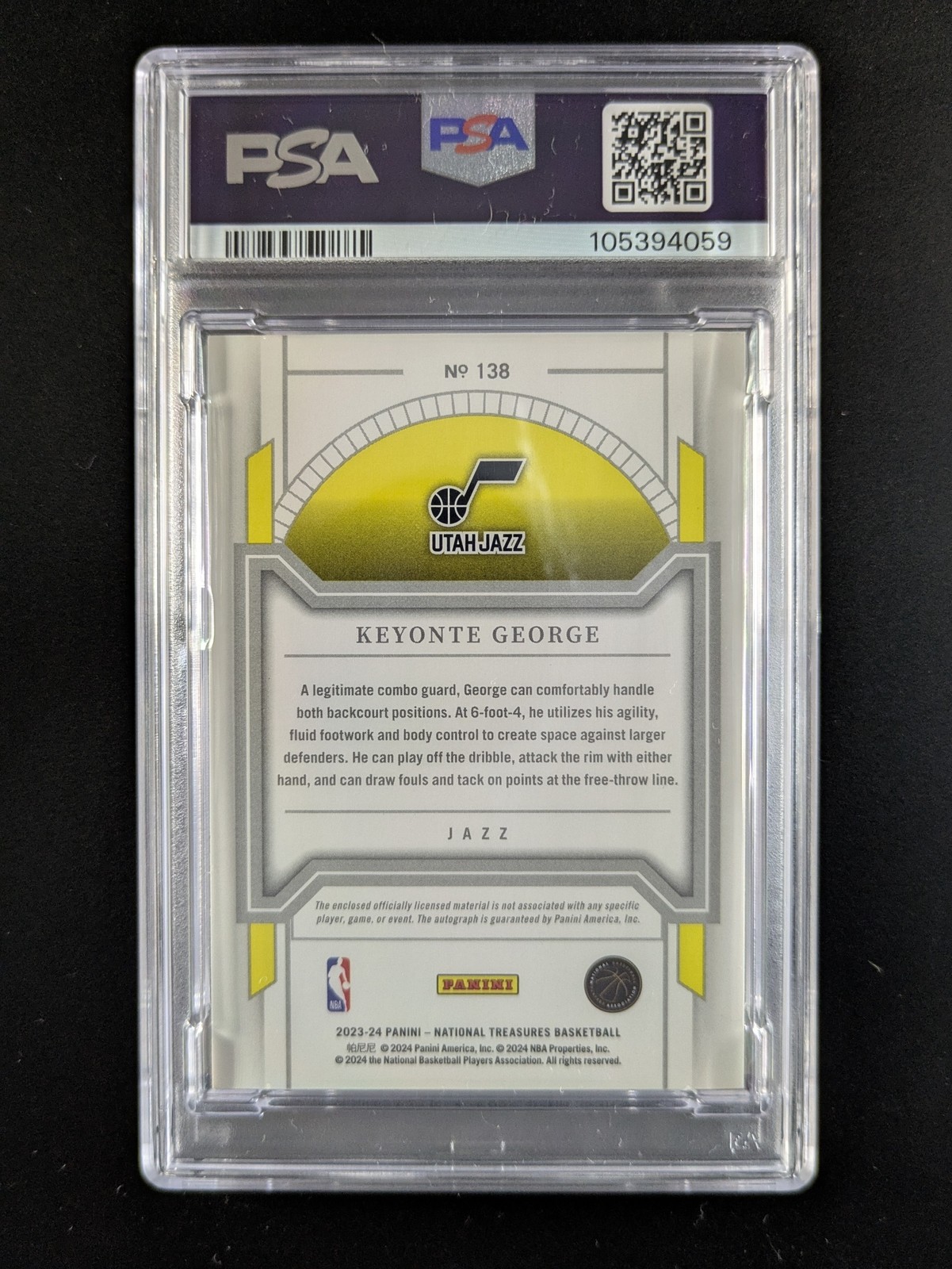 2023-24 National Treasures KEYONTE GEORGE 20/24 RC Patch Auto INT'L #138 PSA 9 view 2