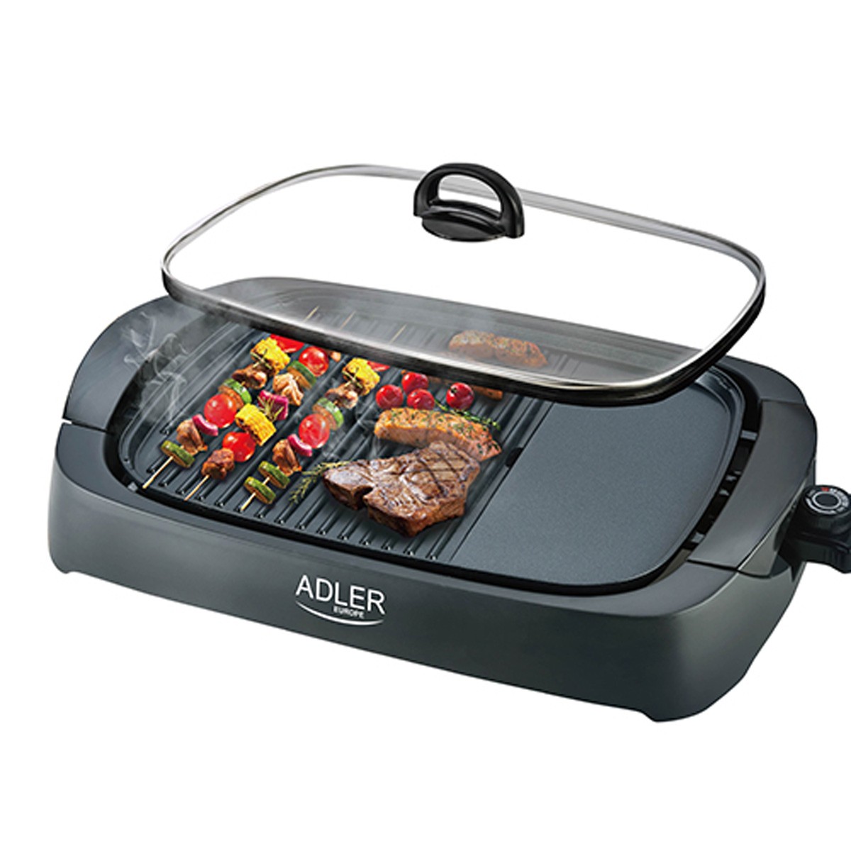 Adler AD 6610 Elektrogrill Tischgrill mit Deckel Elektrischer Grill für Drinnen