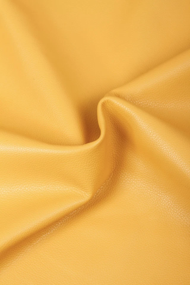 Piel de cuero genuino de grano completo amarillo - Tapicería 0,8-1,2 mm (2-3 oz) Tiana suave Foto 2 de 4