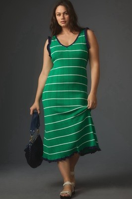 Anthropologie Daily Practice Green Striped Knit Midi Dress Stretch Size L NWT | eBay Anthropologie Daily Practice Green Striped Knit Midi Dress Stretch Size L NWT | eBay