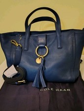 Cole Haan Leather Navy Peony Fantine Tote Shoulder Handbag Strap NWT Dust Bag