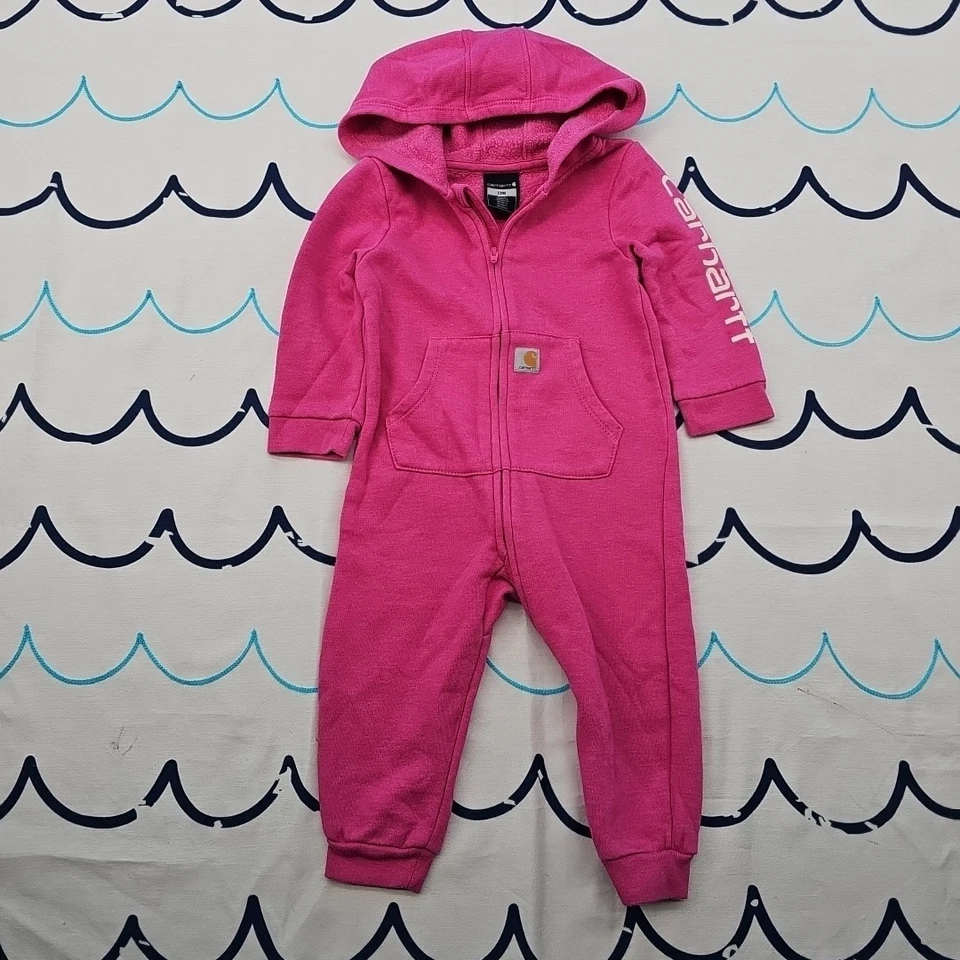 Sudadera con capucha Carhartt rosa de una pieza con cremallera frontal talla 12 meses Foto 2 de 4