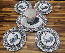Cracker Barrel Rooster Black Stoneware assort...
