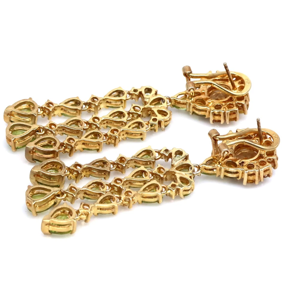 925 Silber 7 Mm Goldener Gelber Citrin, Grüner Peridot & Gelber Saphir Ohrringe - Bild 3 von 4