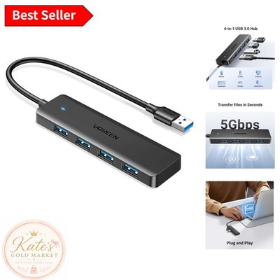 Ultra-Slim 4-Port USB 3.0 Hub - Compact Expander for Gaming & Work Needs