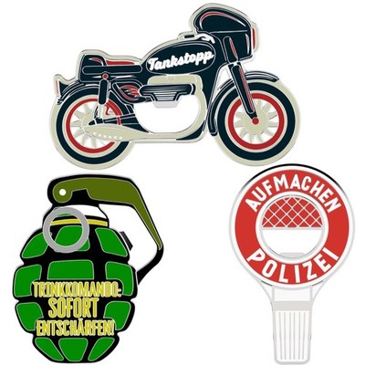 LANOLU Magnet Flaschenöffner 3er Set mit Motorrad, Polizeikelle und Trinkgranate