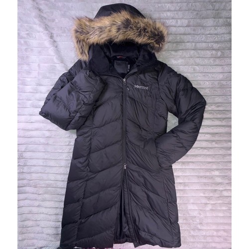 Marmot Parka Women's Small Montreaux Winter Coat 700 Fill Down Jacket Fur Hood - Picture 3 of 15