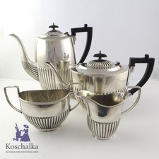 Antike Art Déco Teekanne, Kaffeekanne, Zuckerschale, Milchkännchen (7001EB)