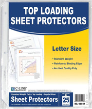 Top Loading Standard Weight Poly Sheet Protectors, Clear, 8.5 X 11 Inches, 25 pe