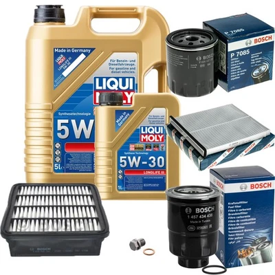 BOSCH, LIQUI MOLY BOSCH Inspektionspake 6 L LIQUI MOLY Longlife III 5W-30 für Mazda CX-5 KE GH