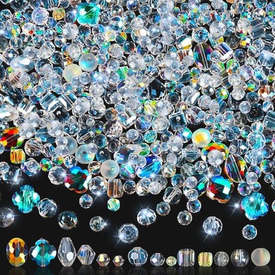 636Pcs Glass Beads for Jewelry Making, Assorted Crystal Beads with Loose Bead...
