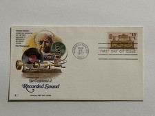 First Day of Issue Centennial of Recorded Sound  Thomas Edison Stamp 13c 1977 