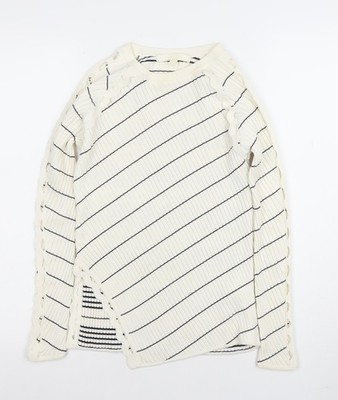 Jonathan Simkhai Damen Pullover Pulli weiß gestreift gerippt XS