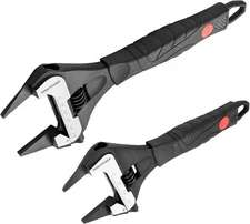MAXPOWER Slim Adjustable Wrench Set, 6" and 10" Wide Jaw Opening, Dual Scale