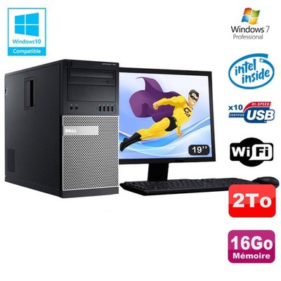 Pack PC tour DELL 790 G630 2.7Ghz 16Go Scheibe 2000Go DVD Wifi Win 7 + Schirm 19