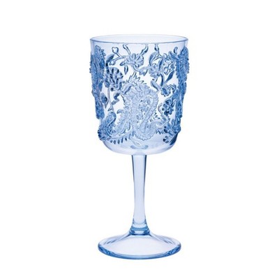 Paisley Blue Plastic Wine Glasses Set of 4 13oz Acrylic Unbreakable Shatterproof