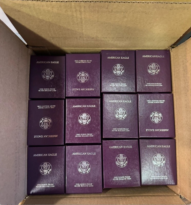 (130) 1986-1993 Proof OGP American Silver Eagle Packaging Purple- NO COINS *4524