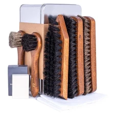 FootFitter Advanced  Horsehair Shoe Shine Brush & Suede Detailing Set