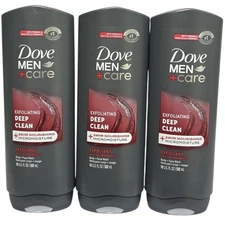 3 Dove Men + Care 18 fl. oz. Body & Face Washes, Exfoliating Deep Clean
