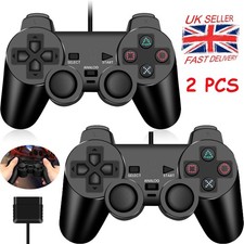 2PCS For PlayStation 2 PS2 Black Wired Game Controller Gamepad Joypad UK STOCK