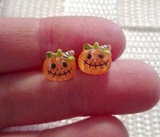 Mini Pumpkin Stud Earrings Cute Fun Gift Halloween Jack O