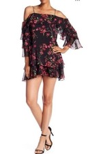 ALICE + OLIVIA size 4 Lexis Cold Shoulder Mini Dress Sakura Floral $398 Damaged