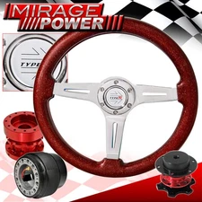 Red Hub Extender + Quick Release + Sparkle Red Steering Wheel For 86-89 Integra