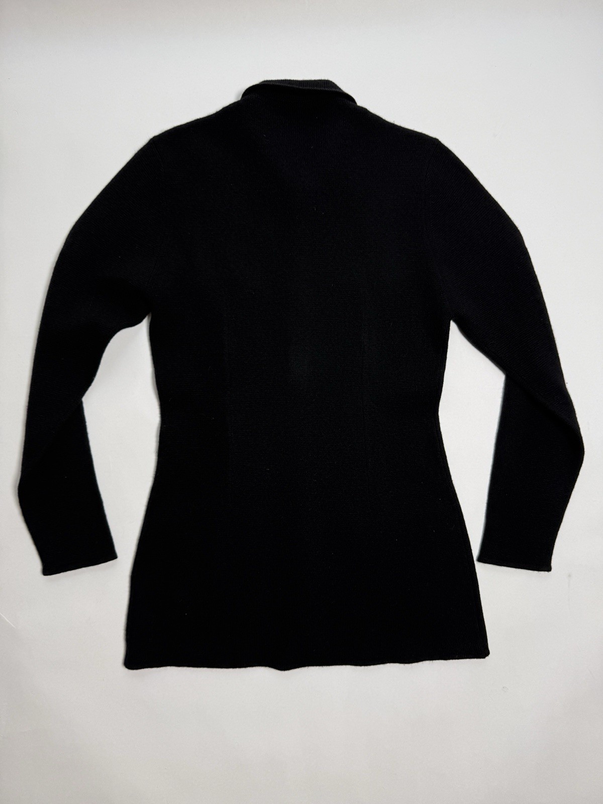 Vintage Calvin Klein Collection Fall 1995 Black Wool Cashmere Collared Cardigan image 5