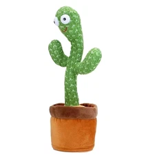 Dancing Cactus Repeat Talk Sing Glow Interactive Plush Toy for Kids.