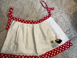 Vintage Embroidered Dancing Girls Half Apron