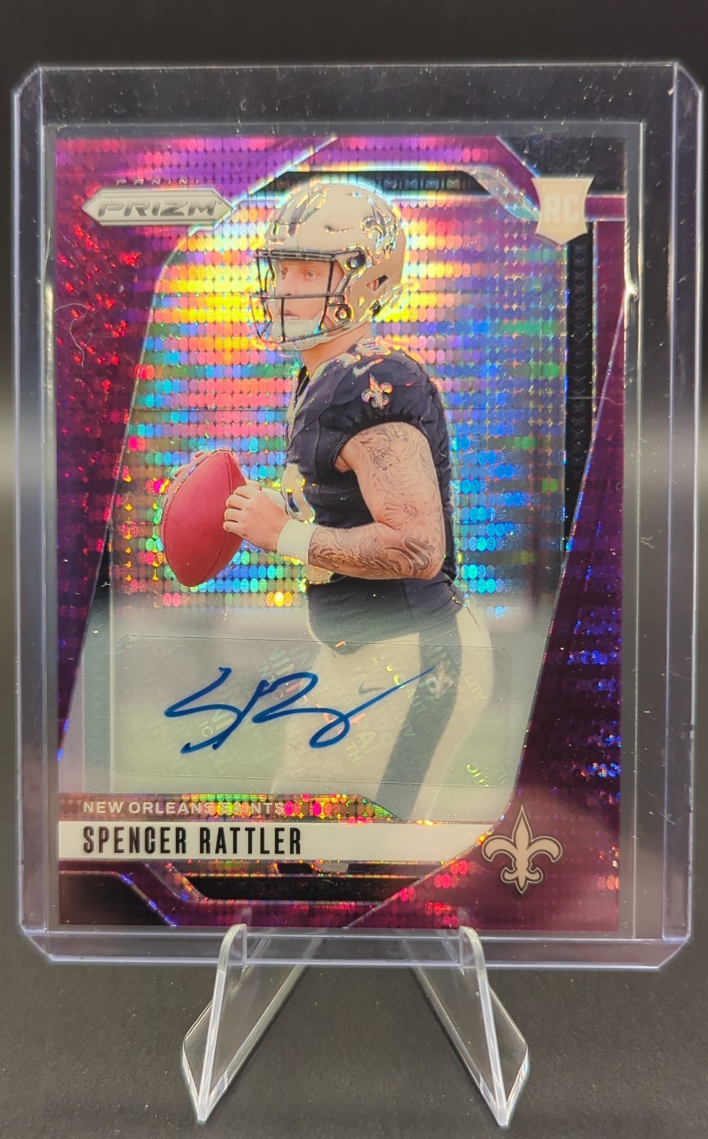2024 Panini Prizm - Rookies Spencer Rattler #388 Purple Pulsar Prizm Autographs