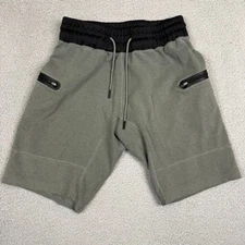 BYLT Premium Jogger Shorts Mens Size L Olive Green Black Zipper Pockets