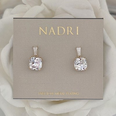 Nadri A La Carte Cubic Zirconia Drop Earrings Gold Precious Metal Plated Wedding