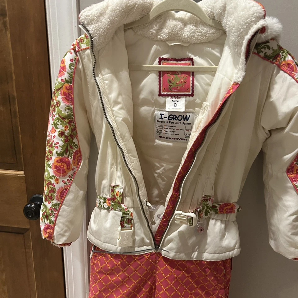 Obermeyer I-Grow Rosa Jóvenes Niñas Talla 8 Invierno Nieve Esquí Traje Una Pieza Capucha Foto 4 de 4
