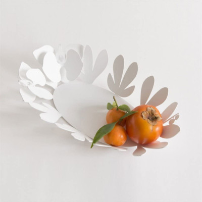 KUNSTHANDWERK OVAL OBSTSCHALE 40 X 30 X H8,5 CM AUS EISEN - ORCHIDEE 