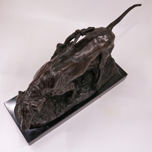French Animaliers Bronze Coon Hunting Hound Statue, in the Style of Fremiet - Picture 6 of 7